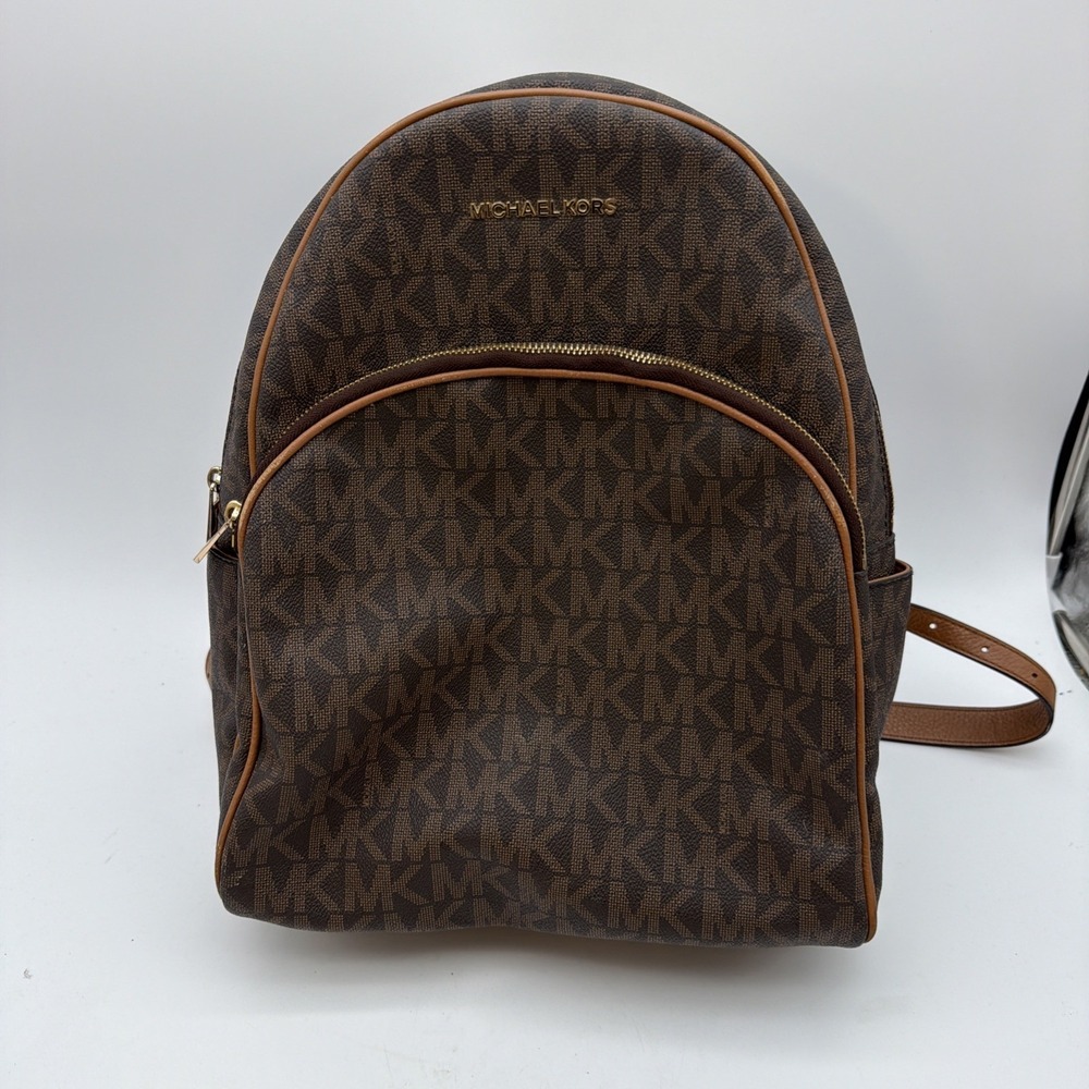 Michael Kors Abbey Medium Logo and Pebbled Leather Backpack